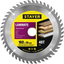 STAYER ⌀ 160 x 20 мм, 48T, пильный диск по ламинату 3684-160-20-48