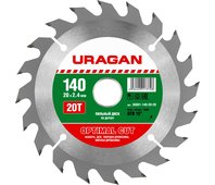 URAGAN ⌀ 140 x 20 мм, 20T, диск пильный по дереву 36801-140-20-20