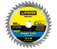 STAYER ⌀ 165 x 20 мм, 40T, диск пильный по дереву 3682-165-20-40