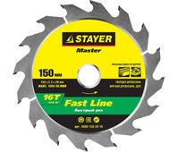 STAYER ⌀ 150 x 20 мм, 16T, диск пильный по дереву 3680-150-20-16