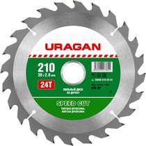 URAGAN ⌀ 210 x 30 мм, 24T, диск пильный по дереву 36800-210-30-24